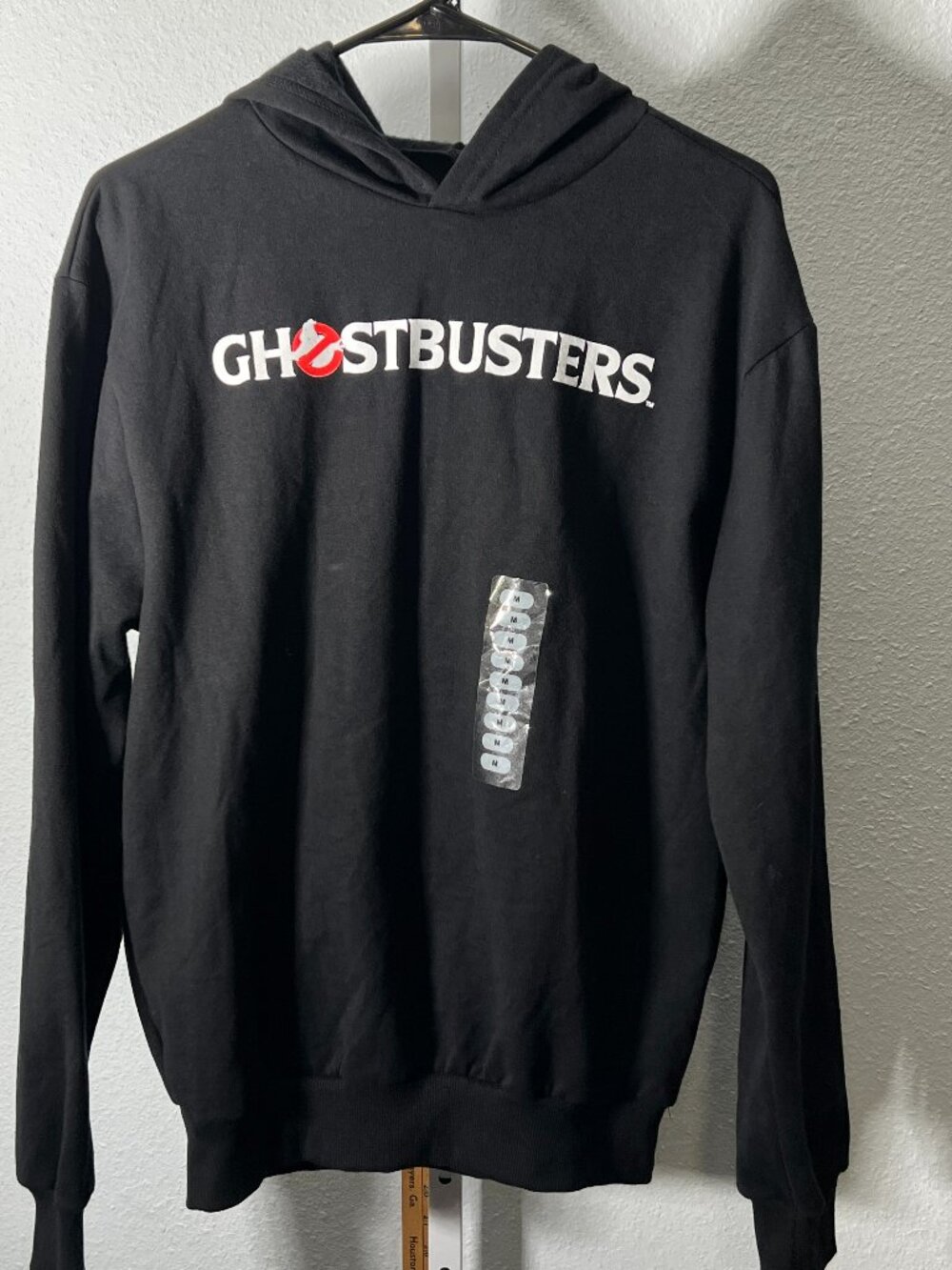 NWT Ghostbusters Black w  Graphic Print Mock Advert Hoodie SZ Med - DEADSTOCK